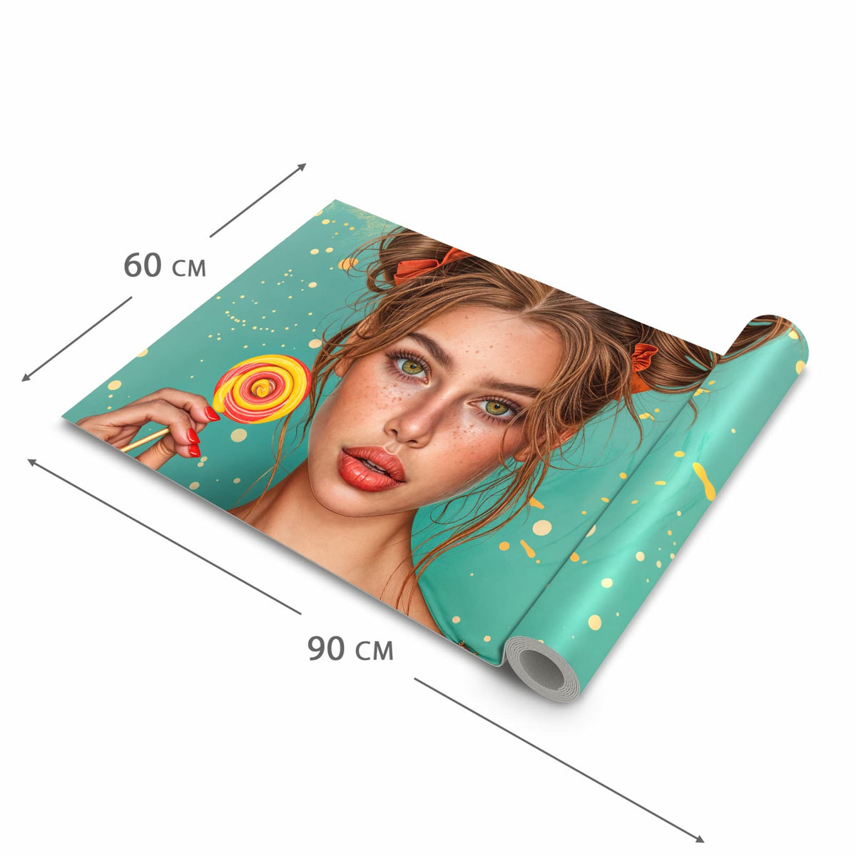 Abriebfester Küchenläufer mit Motiv Frau Mit Lollipop in der Grösse 90x180 cm
