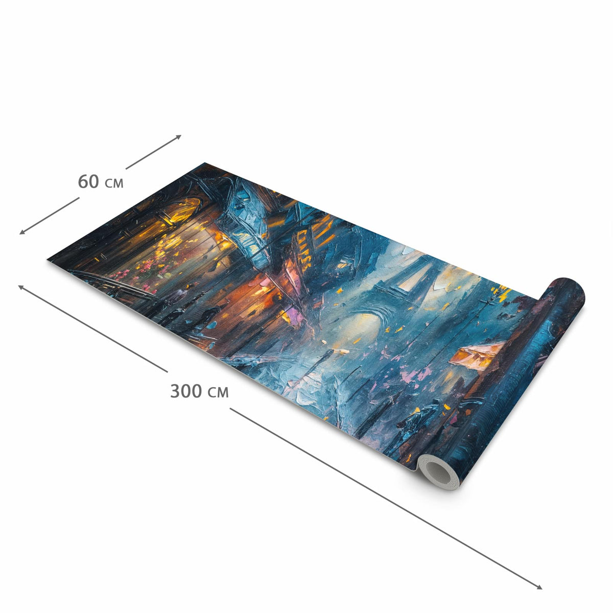 Hygienischer rutschfester Küchenteppich mit Motiv Pariser Nacht in der Grösse 80x300 cm