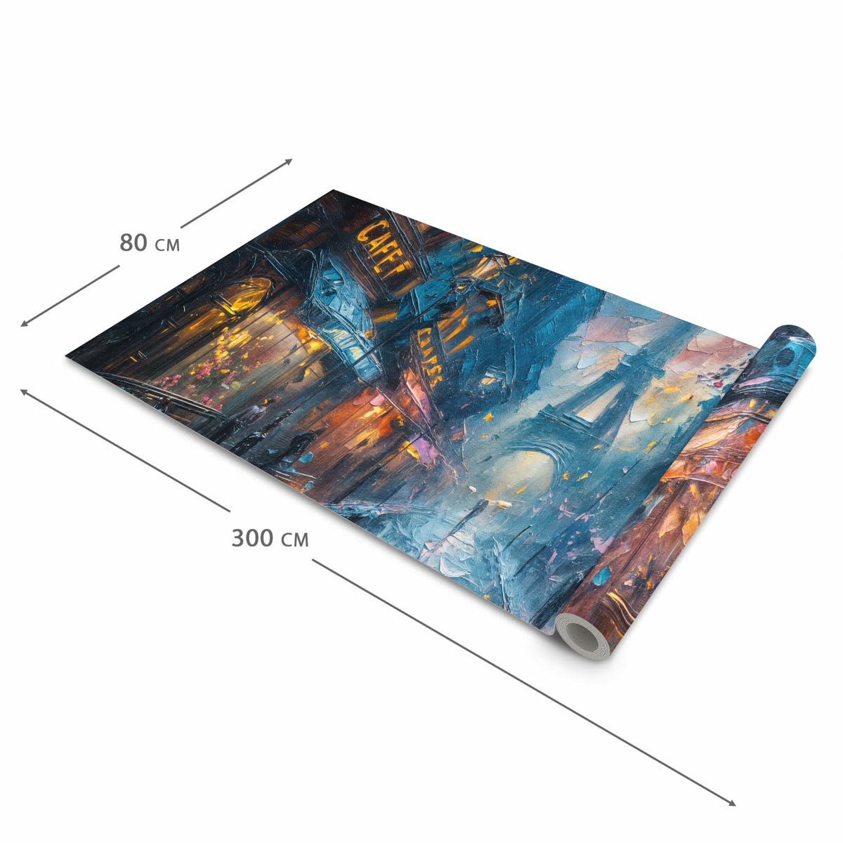 Feuchtigkeitsresistenter Küchenteppich mit Motiv Pariser Nacht in der Grösse 80x300 cm