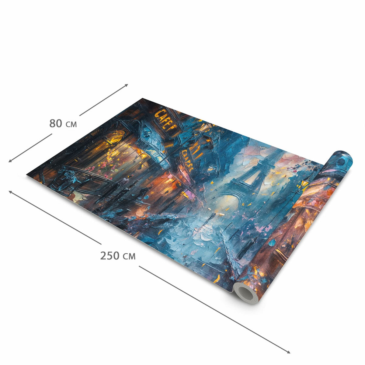 Langlebiger Küchenteppich mit Motiv Pariser Nacht in der Grösse 80x300 cm