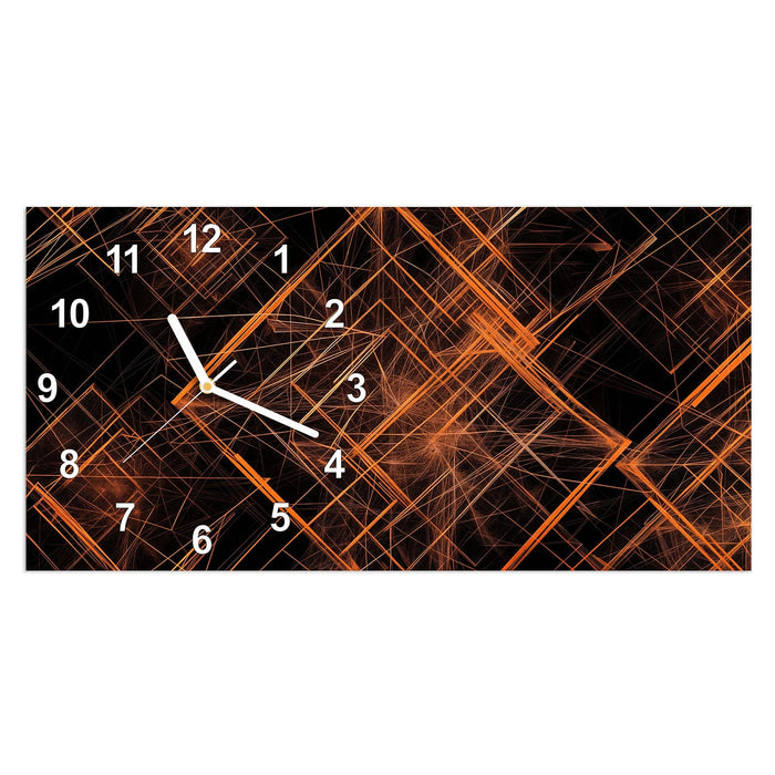 Wanduhr Geometrisches Muster Design aus Glas – Querformat 60 × 30 cm mit Ziffernblatt Modern