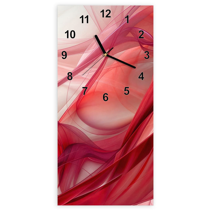 Wanduhr Abstrakte Schleier aus Glas – Hochformat 30 × 60 cm mit Ziffernblatt Modern