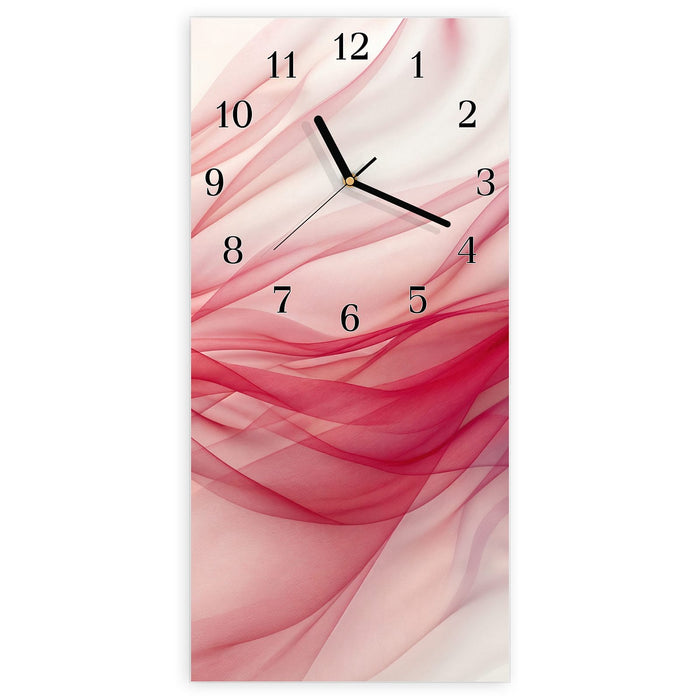 Wanduhr Seidenschleier aus Glas – Hochformat 30 × 60 cm mit Ziffernblatt Klassisch