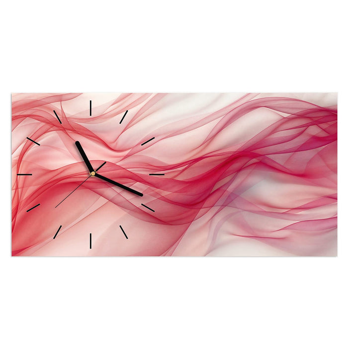 Wanduhr Seidenschleier aus Glas – Querformat 60 × 30 cm mit Ziffernblatt Linie