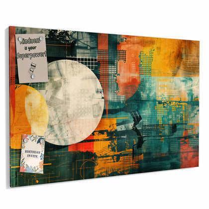 Metall Magnettafel mit dem Motiv Retro-Kreise in Orange