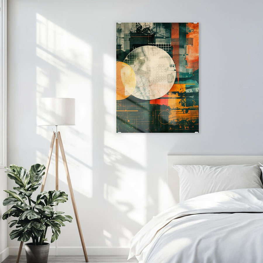 Maße Wandbild - Retro-Kreise in Orange - Hochformat