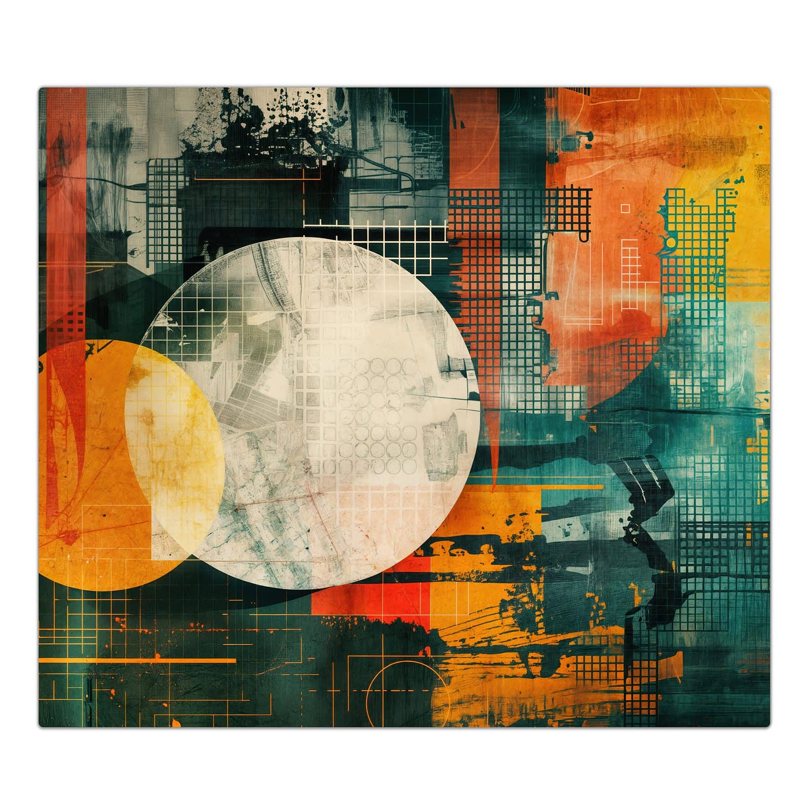 1-teilige Herdabdeckung mit Bunte Geometrie Kunst-Motiv in der Frontansicht #grösse_1-Teilig (60x52cm)