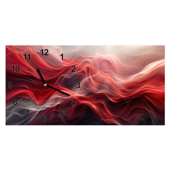 Wanduhr Abstrakte & Wellen aus Glas – Querformat 60 × 30 cm mit Ziffernblatt Modern