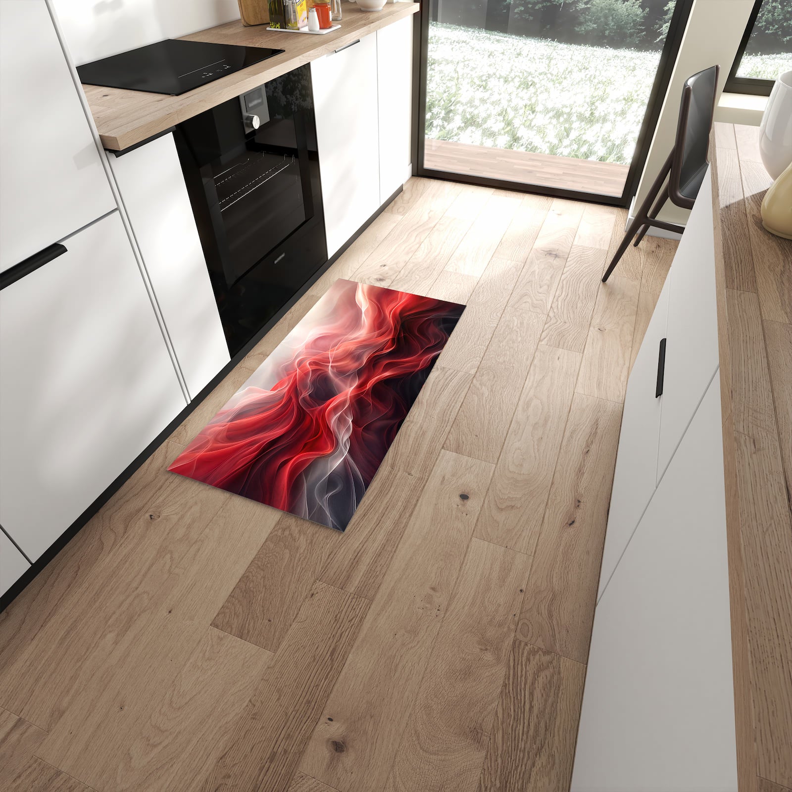 Rutschfester Küchenläufer mit Motiv Abstrakte Wellen für sicheren Stand in moderner Küche #grösse_60 x 120 cm