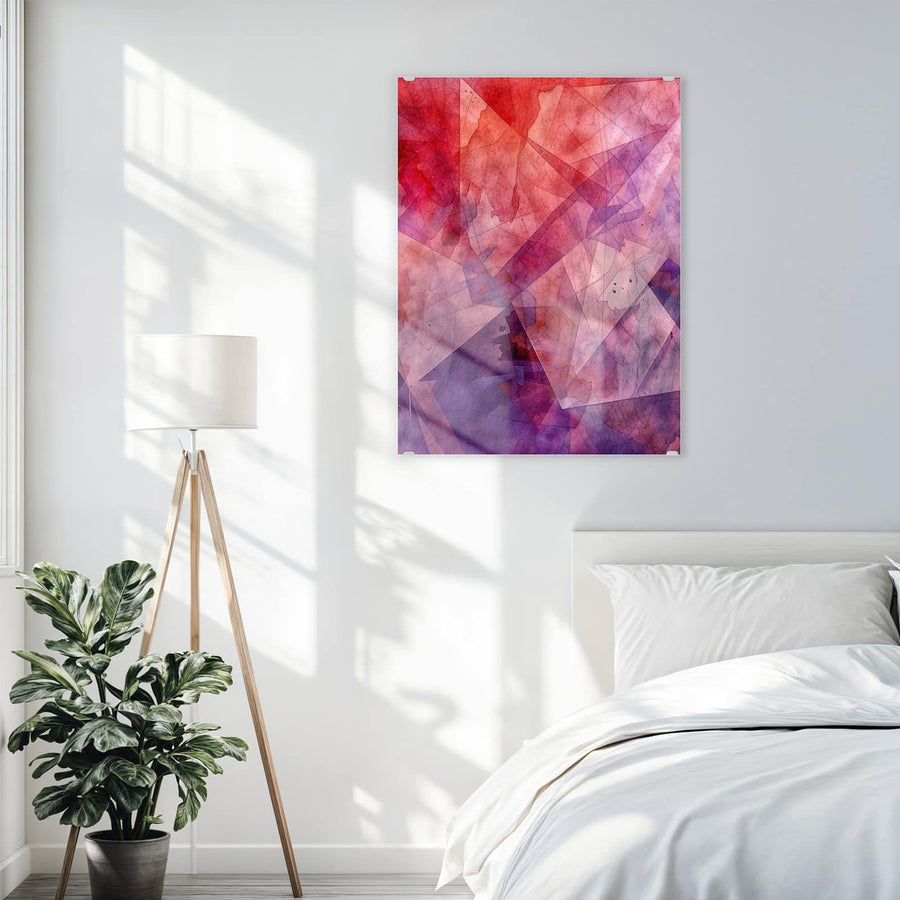 Maße Wandbild - Rote Aquarellpolygone - Hochformat