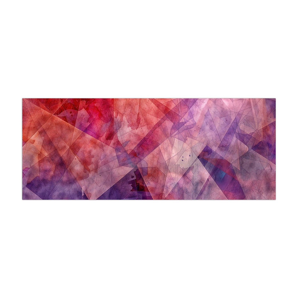 Küchenrückwand aus Glas Rote Aquarellpolygone im Hochformat, Motiv bildfüllend von vorn