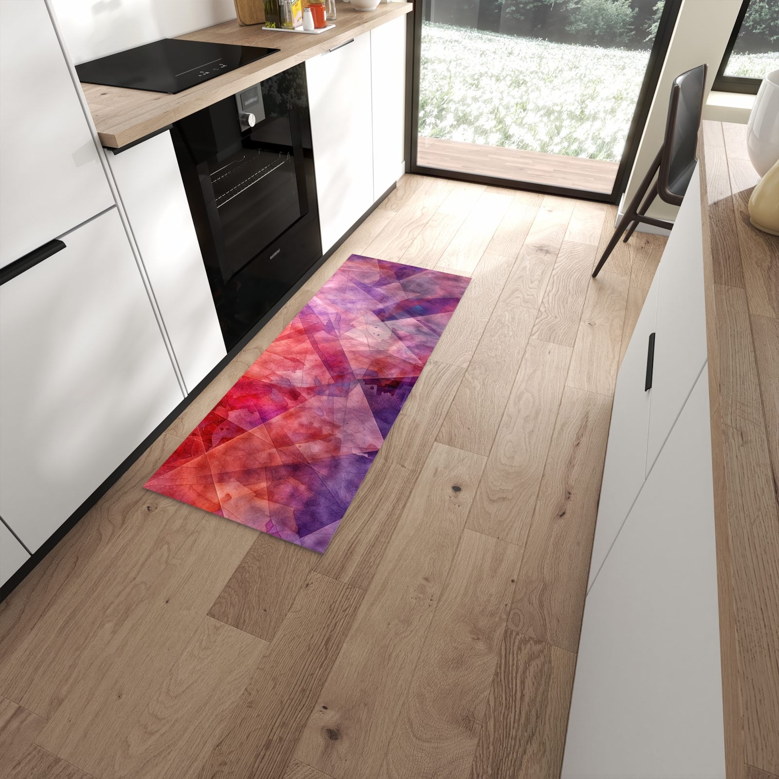 Komfortabler Küchenteppich mit Motiv Abstrakte Kunstform in moderner Küche #grösse_60 x 150 cm