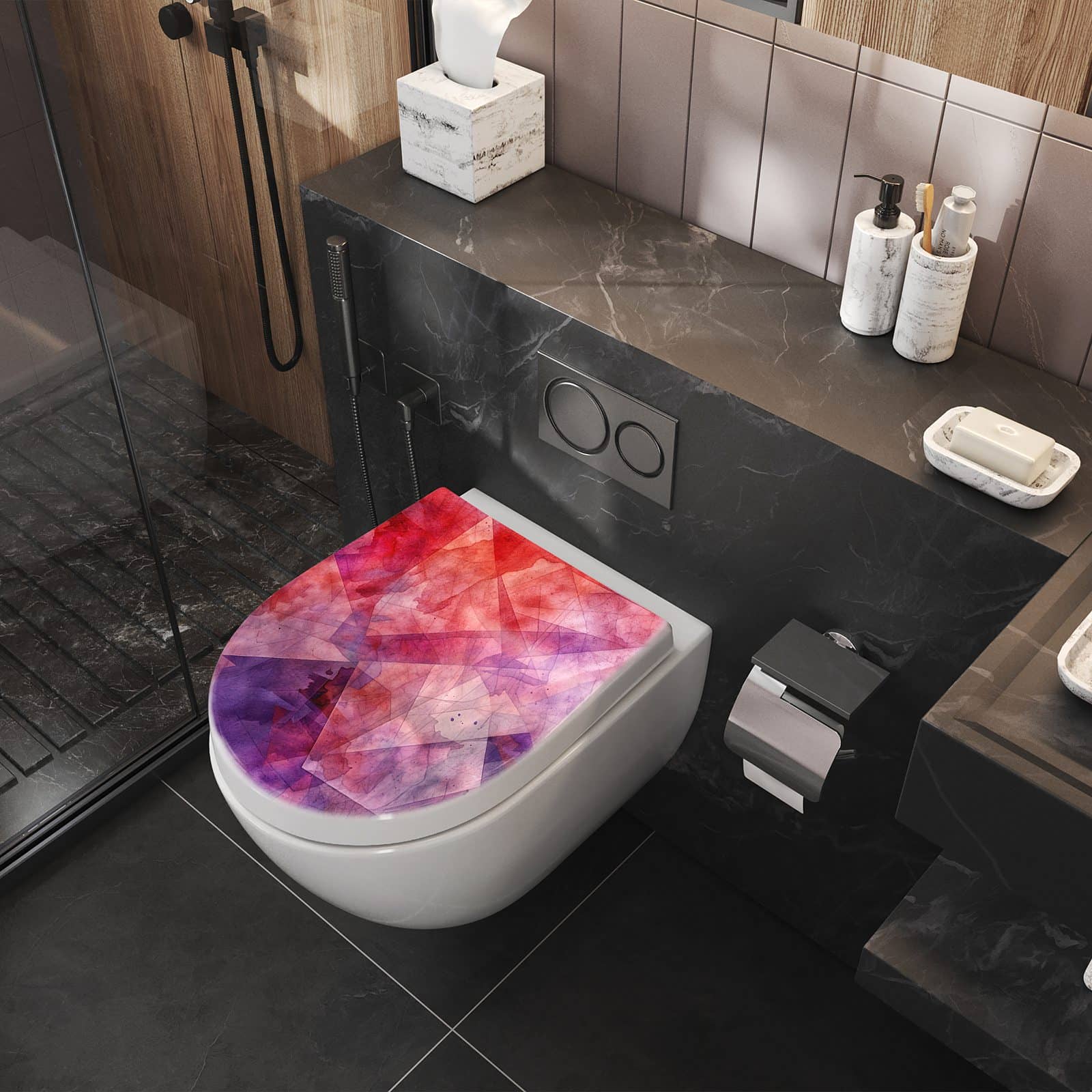 WC-Sitz mit Absenkautomatik Abstrakte Kunstform