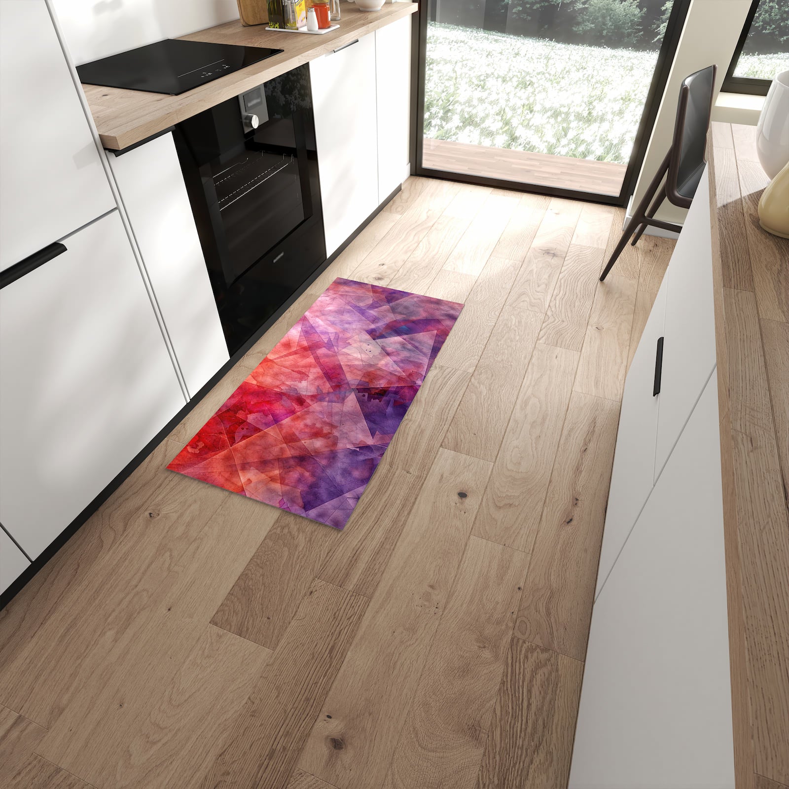 Waschbarer Küchenteppich mit Motiv Abstrakte Kunstform in moderner Küche #grösse_60 x 120 cm