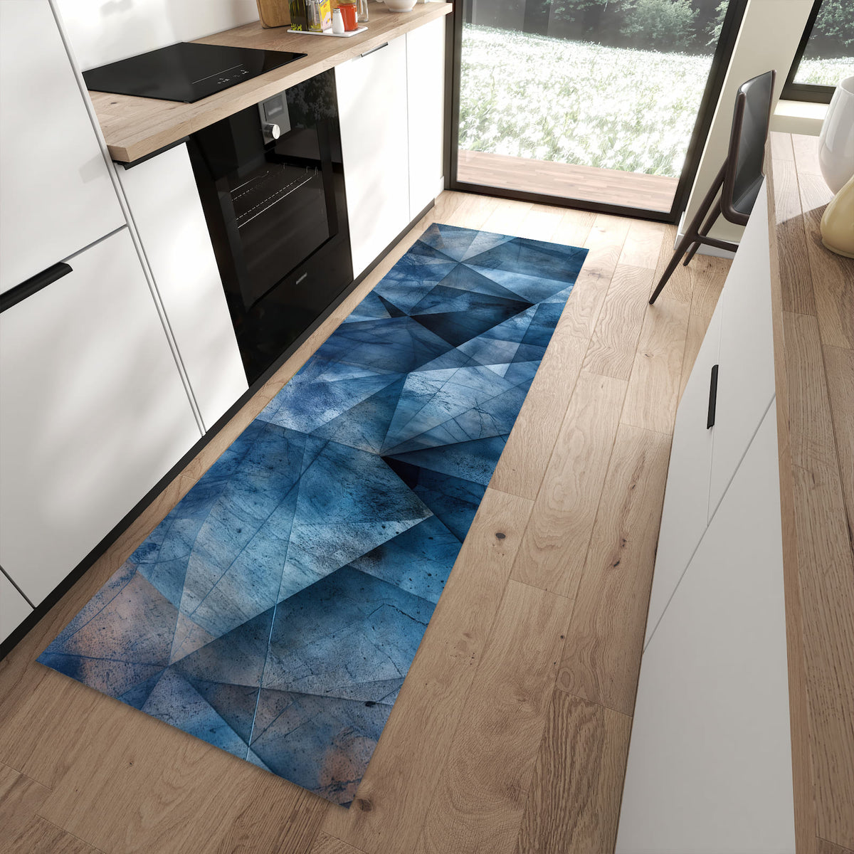 Schmutzabweisender Küchenteppich mit Motiv Geometric Pattern in moderner Küche
