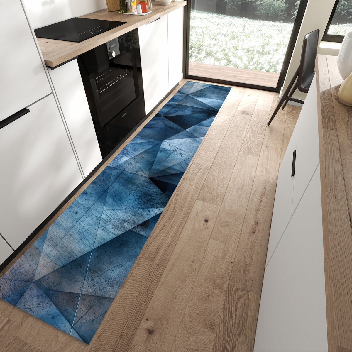 Komfortabler Küchenteppich mit Motiv Geometric Pattern in moderner Küche