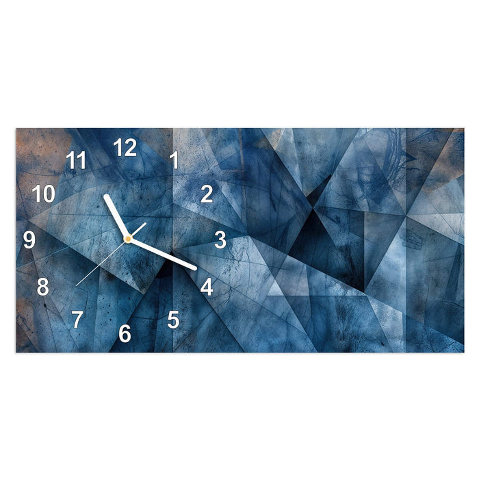 Wanduhr Geometric Pattern aus Glas – Querformat 60 × 30 cm mit Ziffernblatt Modern