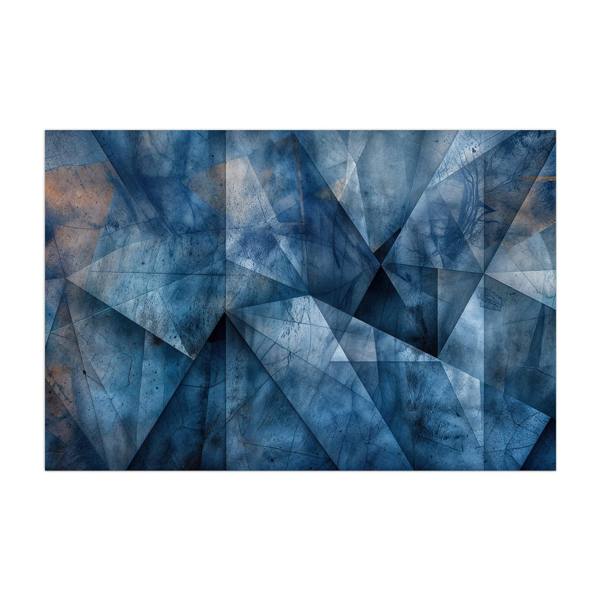 Küchenrückwand aus Glas Blaue Facetten im Hochformat, Motiv bildfüllend von vorn