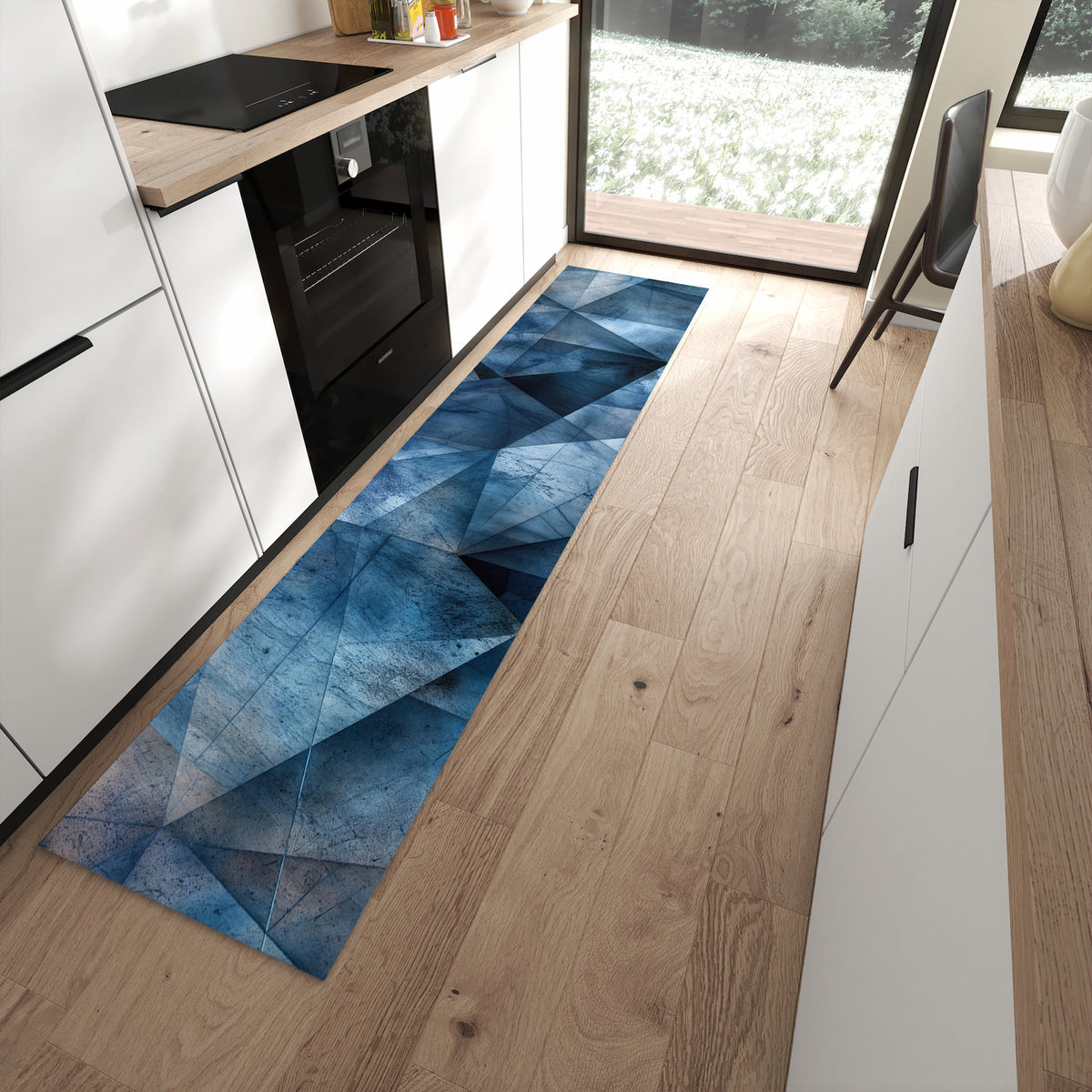UV-beständiger Teppich für Küche mit Motiv Geometric Pattern in moderner Küche