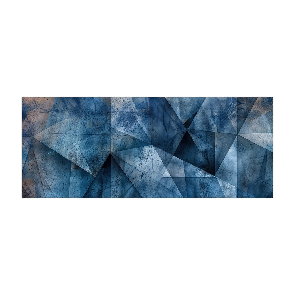 Küchenrückwand aus Glas Blaue Facetten im Hochformat, Motiv bildfüllend von vorn