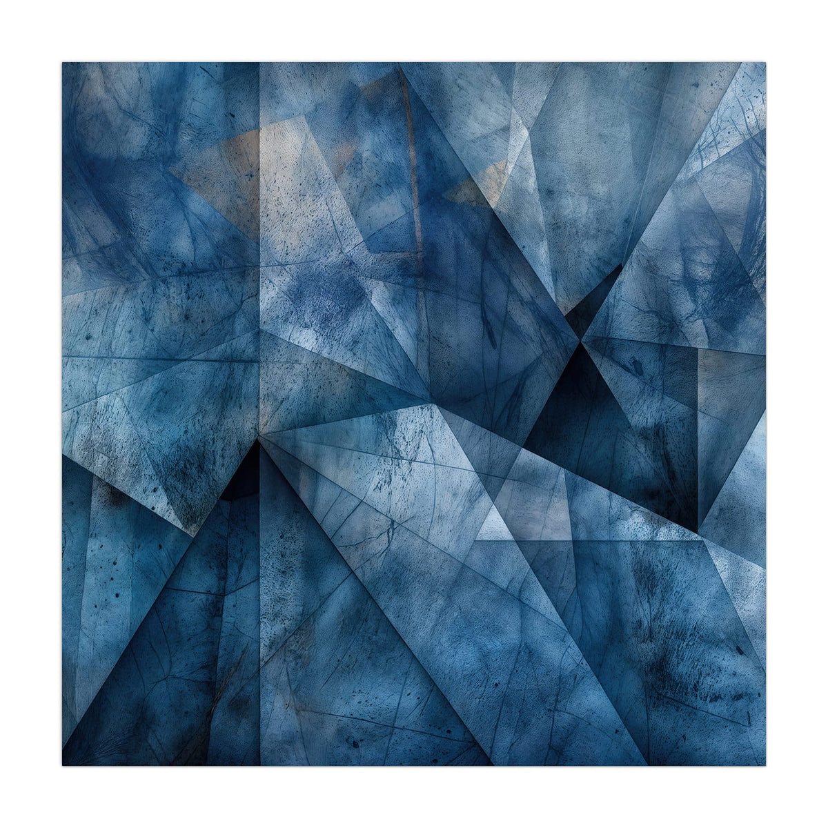 Küchenrückwand aus Glas Blaue Facetten im quadratischen Format, Motiv bildfüllend von vorn