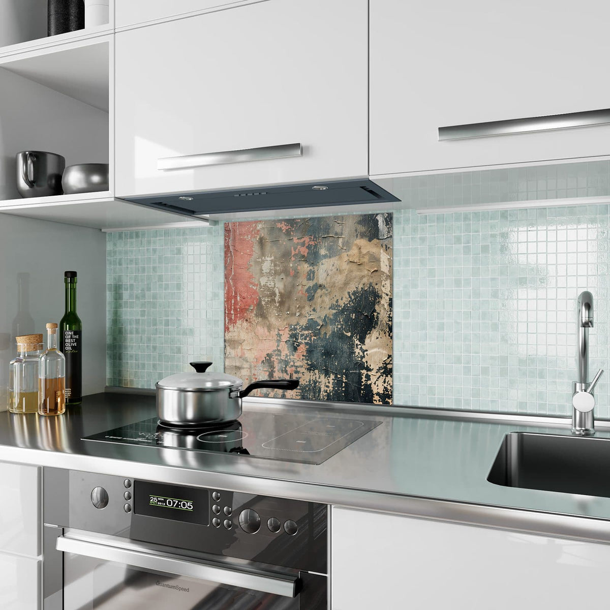 Küchenrückwand Rissige Farbschichten aus Glas – Abgeblätterte Farbe im Grunge-Look