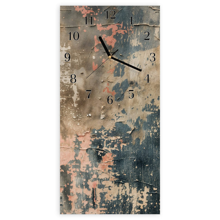 Wanduhr Abblätternde & Farbe aus Glas – Hochformat 30 × 60 cm mit Ziffernblatt Klassisch