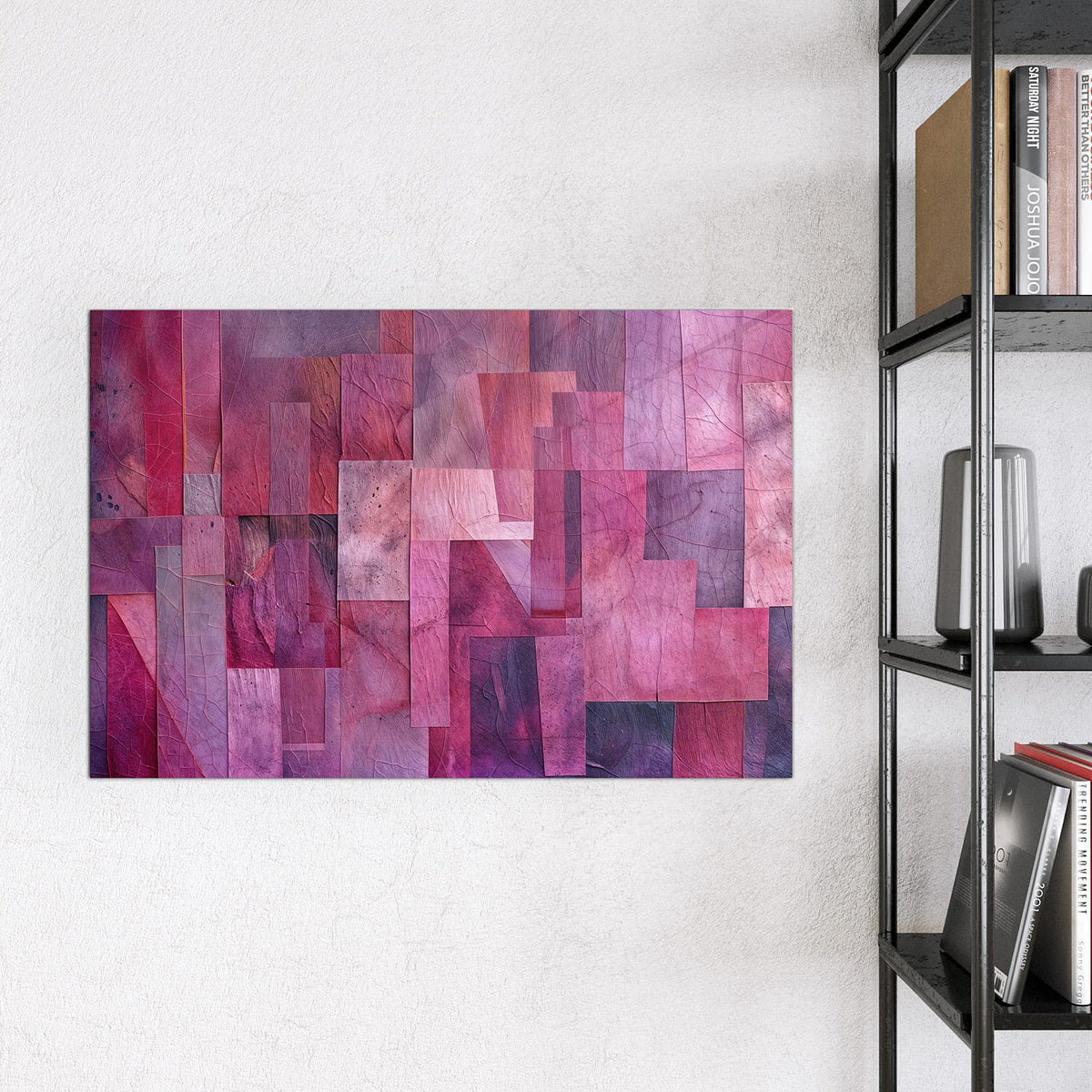 Magnettafel - Magenta Collage – Collage aus Rechtecken in Magenta