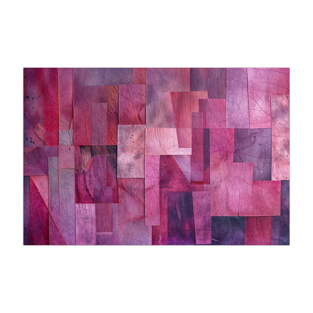 Küchenrückwand aus Glas Magenta Collage im Hochformat, Motiv bildfüllend von vorn