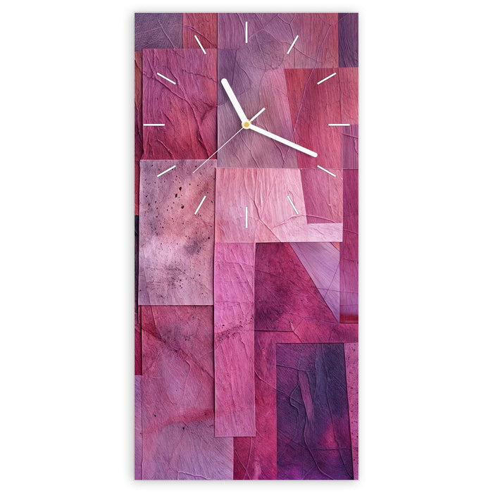 Wanduhr Abstrakte Blaetter aus Glas – Hochformat 30 × 60 cm mit Ziffernblatt Linie