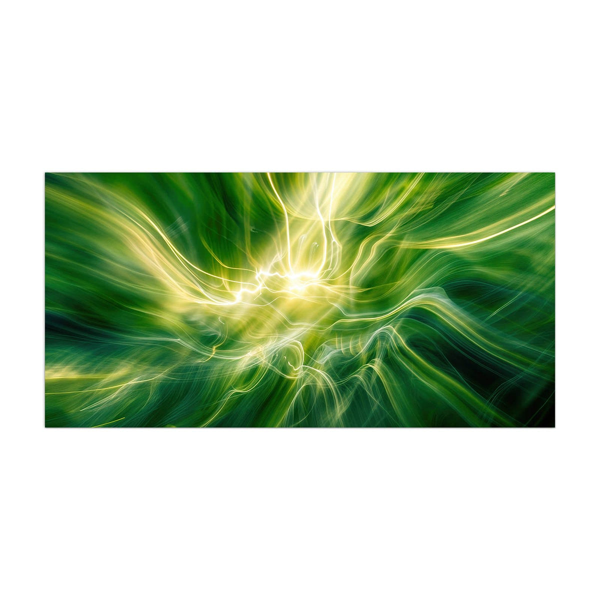 Küchenrückwand aus Glas Grüner Lichtwirbel im Hochformat, Motiv bildfüllend von vorn
