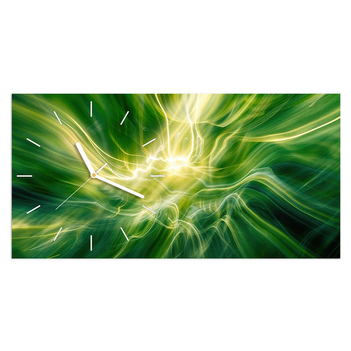 Wanduhr Leuchtendes Glühen aus Glas – Querformat 60 × 30 cm mit Ziffernblatt Linie