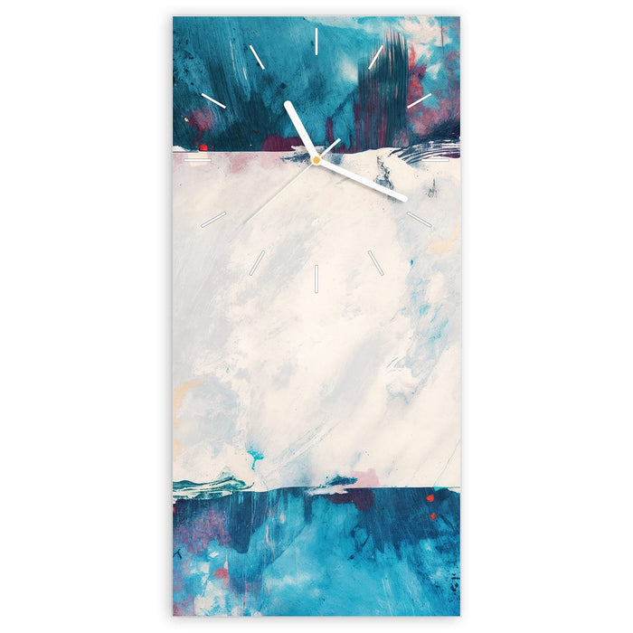 Wanduhr Abstrakte Kunst Form aus Glas – Hochformat 30 × 60 cm mit Ziffernblatt Linie