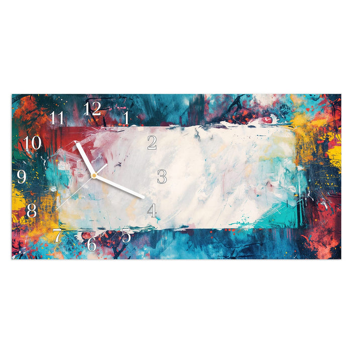 Wanduhr Abstrakte Kunst Form aus Glas – Querformat 60 × 30 cm mit Ziffernblatt Klassisch