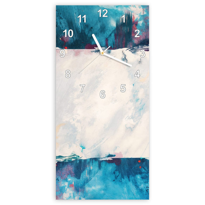 Wanduhr Abstrakte Kunst Form aus Glas – Hochformat 30 × 60 cm mit Ziffernblatt Modern