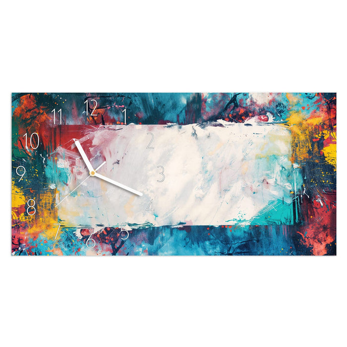 Wanduhr Abstrakte Kunst Form aus Glas – Querformat 60 × 30 cm mit Ziffernblatt Elegant