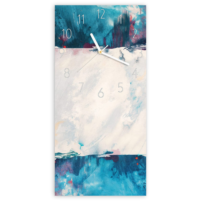Wanduhr Abstrakte Kunst Form aus Glas – Hochformat 30 × 60 cm mit Ziffernblatt Elegant