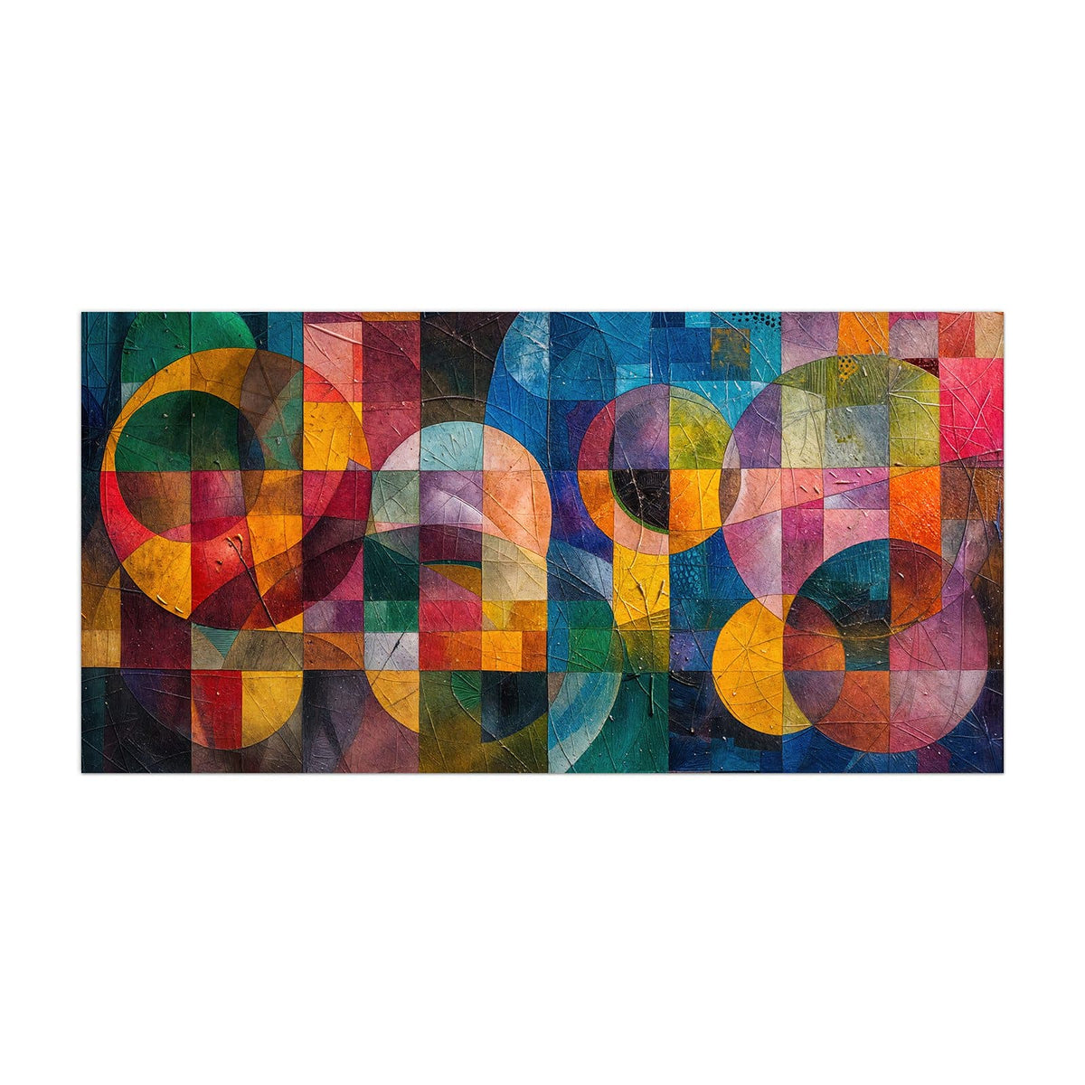 Küchenrückwand aus Glas Kreise und Quadrate im Hochformat, Motiv bildfüllend von vorn