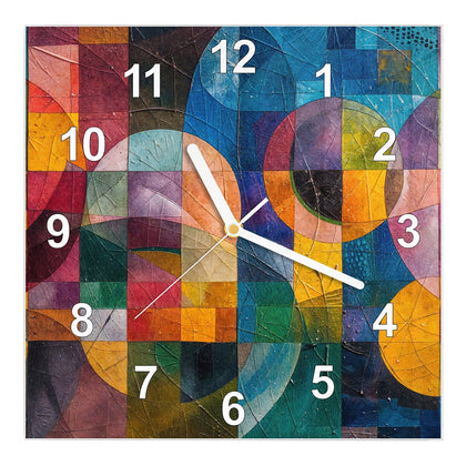 Wanduhr Quadratisch mit dem Motiv Kreise und Quadrate