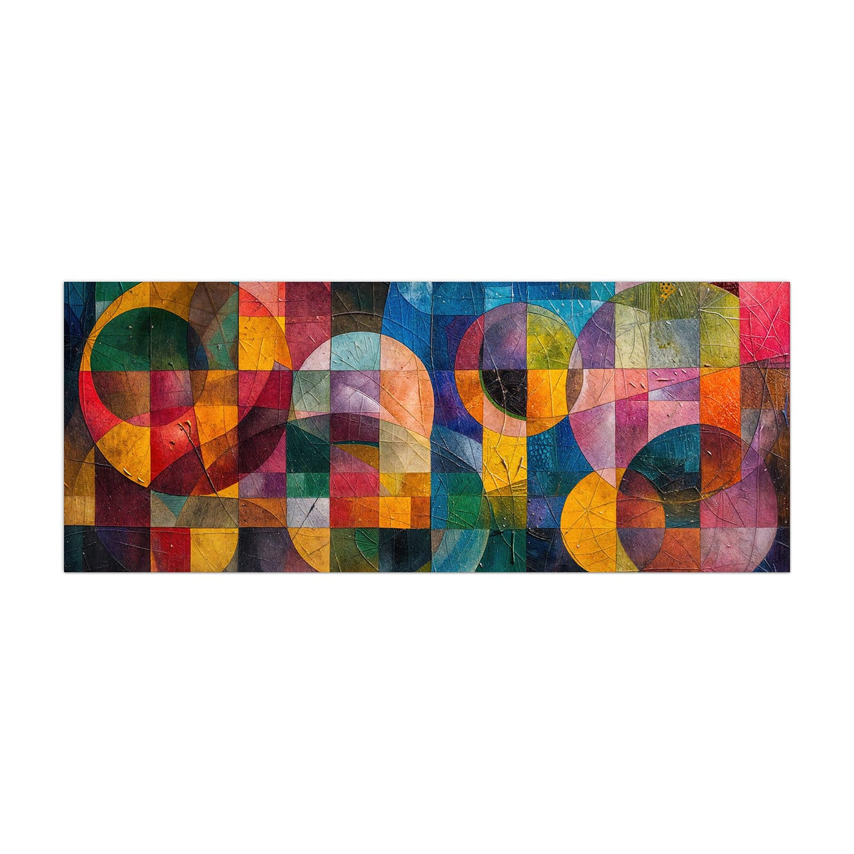 Küchenrückwand aus Glas Kreise und Quadrate im Hochformat, Motiv bildfüllend von vorn