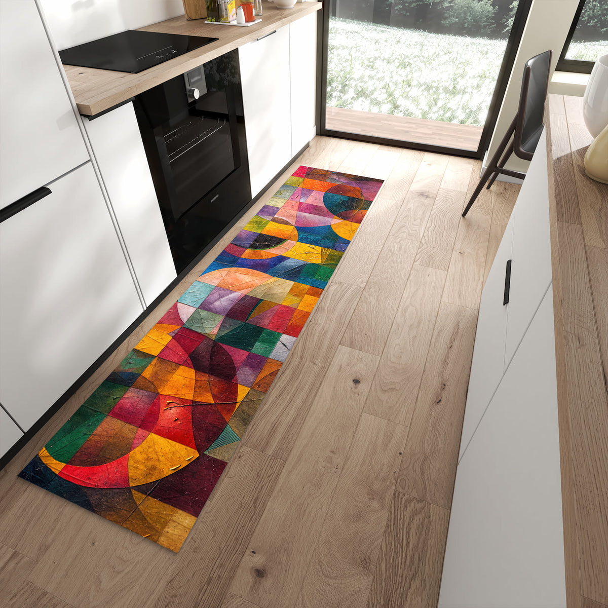 Flacher Küchenteppich mit Motiv Farben von Abstrakte in moderner Küche