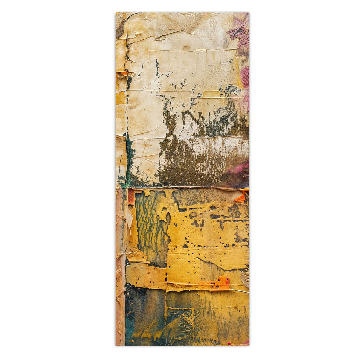 Wandbild - Papiercollage in Ocker - Hochformat – Erdige Collage in Ocker und Burgund