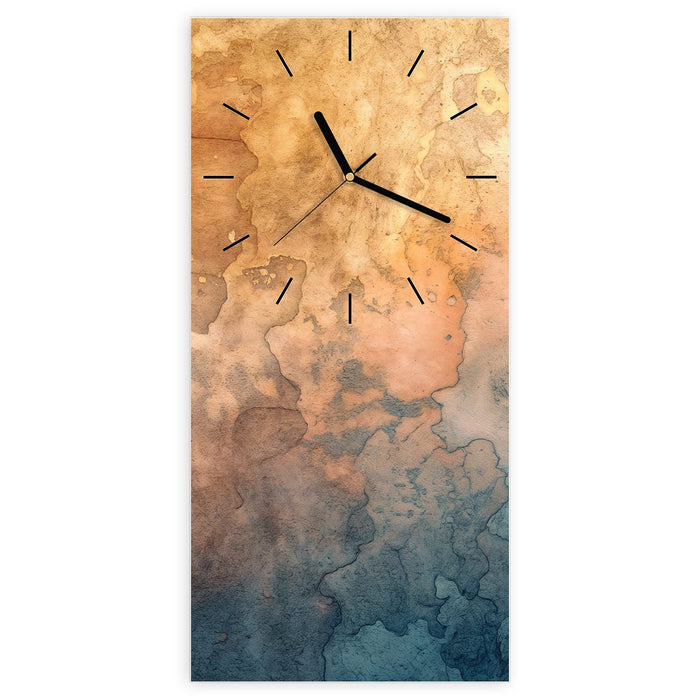 Wanduhr Aquarellkunst aus Glas – Hochformat 30 × 60 cm mit Ziffernblatt Linie