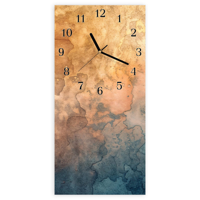 Wanduhr Aquarellkunst aus Glas – Hochformat 30 × 60 cm mit Ziffernblatt Klassisch