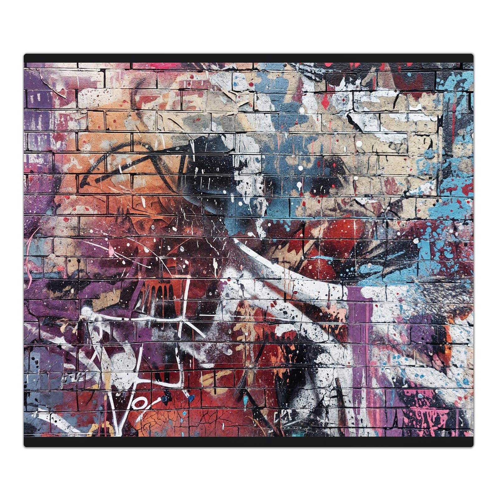 1-teilige Herdabdeckplatten für Ceranfeld mit Graffiti- Mauer-Motiv in der Frontansicht #grösse_1-Teilig (60x52cm)