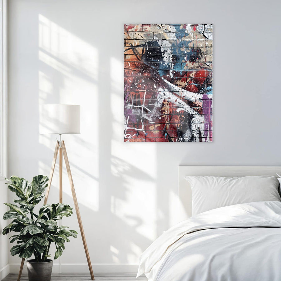 Maße Wandbild - Graffiti auf Ziegelmauer - Hochformat
