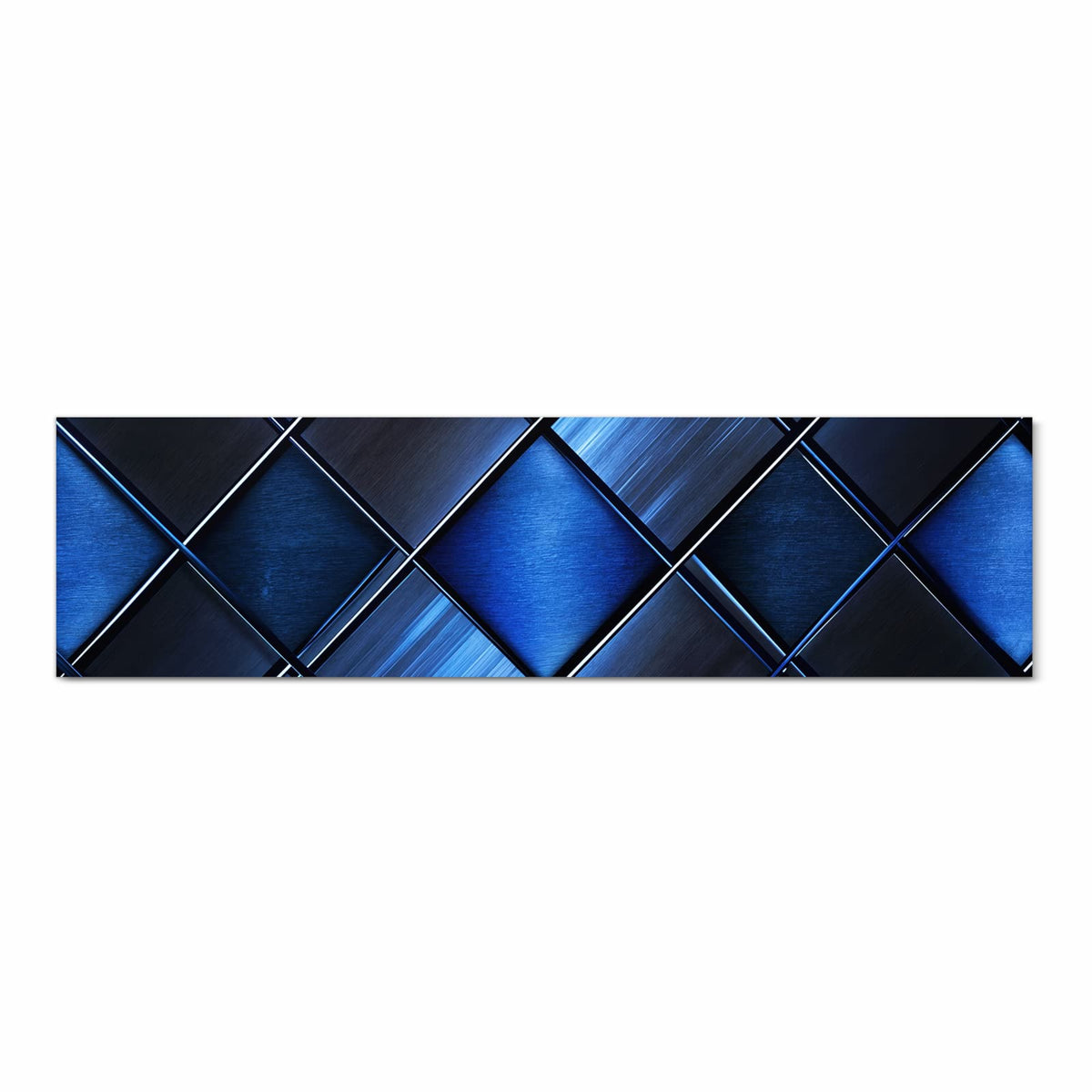 Farbbeständiger Bodenläufer mit Motiv Blaue Kacheln in Frontansicht