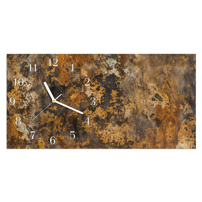 Wanduhr Rostige Textur aus Glas – Querformat 60 × 30 cm mit Ziffernblatt Klassisch