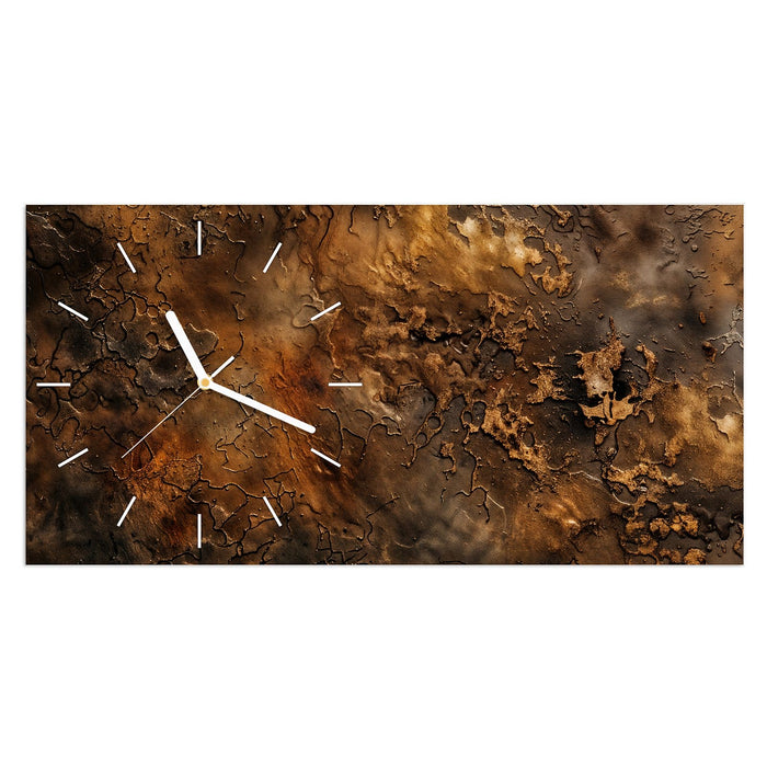 Wanduhr Abstrakte Erde aus Glas – Querformat 60 × 30 cm mit Ziffernblatt Linie