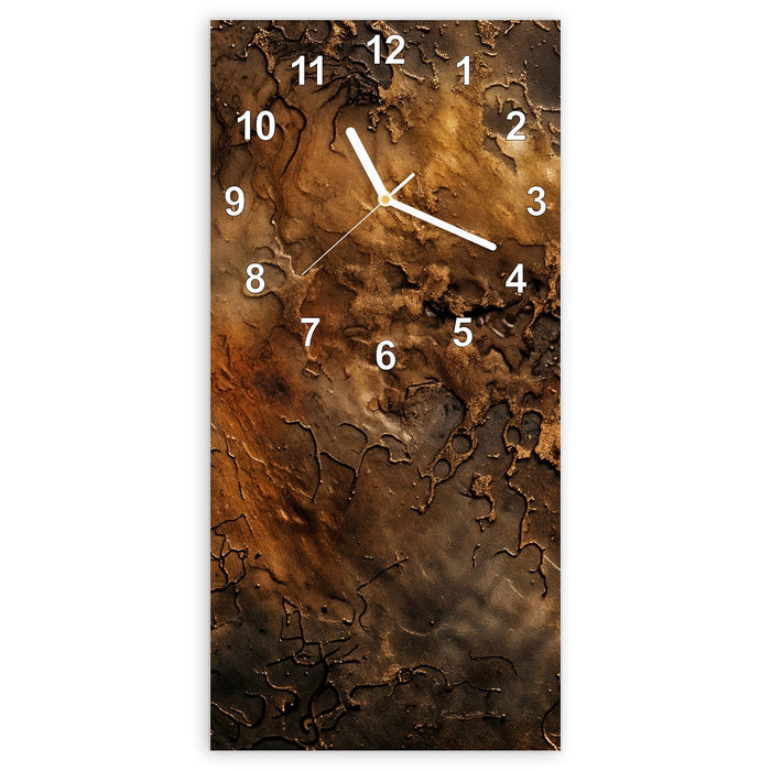 Wanduhr Abstrakte Erde aus Glas – Hochformat 30 × 60 cm mit Ziffernblatt Modern